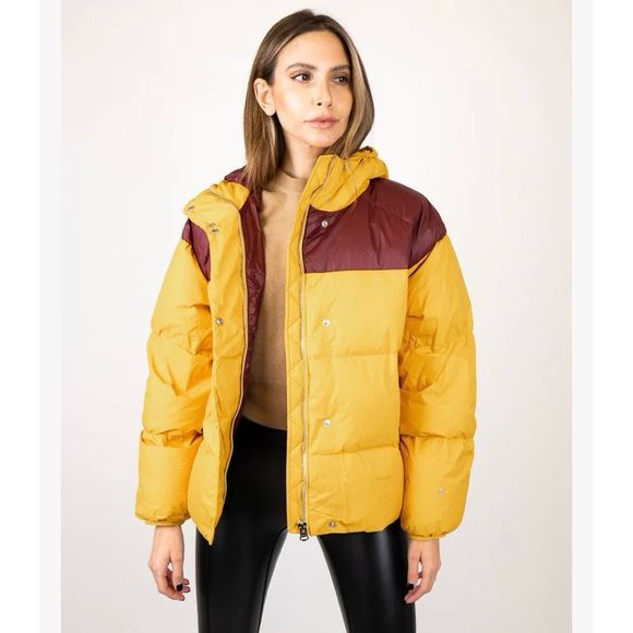 New Rag & Bone Joelle Nylon Puffer Down Filled Jacket Yellow Sunrise Siz… - Picture 1 of 12